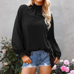 T-shirt ample à manches longues en mousseline de soie pour femme