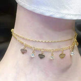 Bracelet de cheville incrusté de cristaux avec franges de diamants