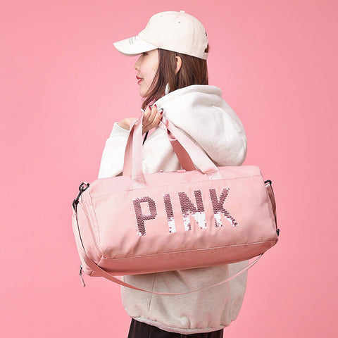Sac de fitness en nylon rose