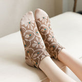Chaussettes en coton à motif floral gaufré pour femmes