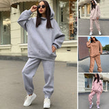 Sweat à capuche décontracté deux pièces de couleur unie