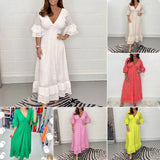 Robe brodée ample à taille haute