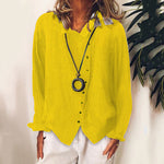 Chemise à revers en coton et lin de couleur unie
