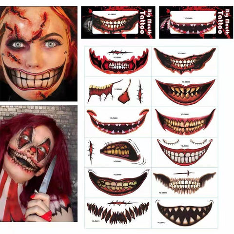 autocollants de tatouage de fête d'horreur d'Halloween