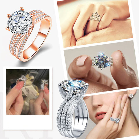 Bague six griffes classique torsadée en diamant