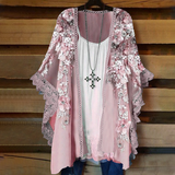 Cardigan en dentelle avec empiècements fleuris