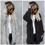 Manteau moelleux à capuche d'hiver pour femme - ciaovie