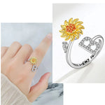 Bague Réglable Lettre Tournesol pour Fille/petite-fille
