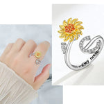 Bague Réglable Lettre Tournesol pour Fille/petite-fille