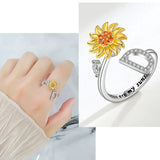 Bague Réglable Lettre Tournesol pour Fille/petite-fille