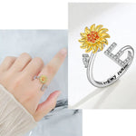 Bague Réglable Lettre Tournesol pour Fille/petite-fille