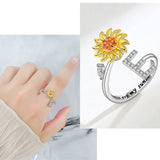 Bague Réglable Lettre Tournesol pour Fille/petite-fille