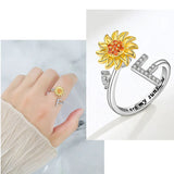 Bague Réglable Lettre Tournesol pour Fille/petite-fille