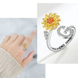 Bague Réglable Lettre Tournesol pour Fille/petite-fille