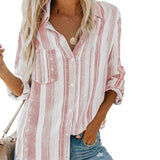 Chemise à Manches Longues et Revers Rayés