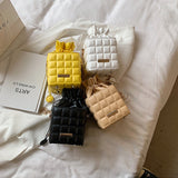 Sac à bandoulière à carreaux avec cordon de serrage