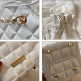 Sac à bandoulière à carreaux avec cordon de serrage