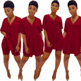 Ensemble Top & Short à manches chauve-souris et col en V