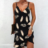 Mini-robe élégante à double bretelles et col en V pour femmes