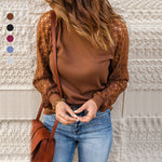 T-shirt à encolure ras du cou Waffle Grace Panel pour femmes