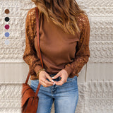 T-shirt à encolure ras du cou Waffle Grace Panel pour femmes