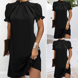 Robe mi-longue à manches lanterne