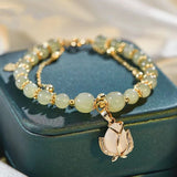 Wotian Jade Bracelet Porte-bonheur en Feuille d'Or
