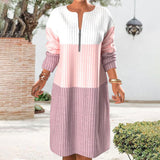 Robe Bloc de Couleur Avec Fermeture Éclair
