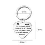 Collier TO MOM en forme de cœur, porte-clés