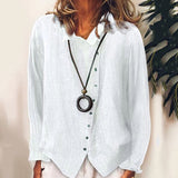 Chemise à revers en coton et lin de couleur unie