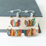 Boucles d'oreilles chat avec livres