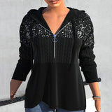 Sweat à capuche zippé et sequins