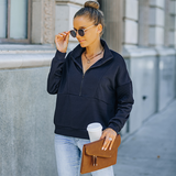 Sweat-shirt à col roulé de couleur unie