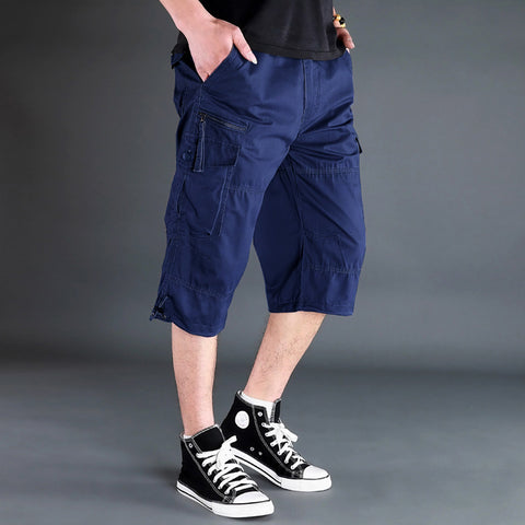 Pantalon décontracté en coton multi-poches pour homme