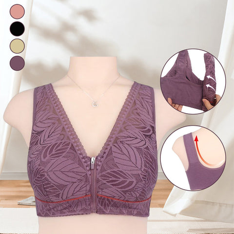 Sous-vêtement en dentelle unie avec fermeture éclair sur le devant