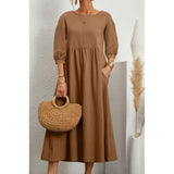 Robe unie en coton et lin