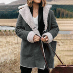 Veste en Peluche Épaisse à Revers