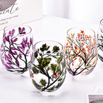 Verres à vin Arbre des Quatre Saisons - Art Peint à la Main