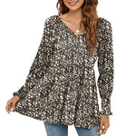 Chemise Á Manches Longues Bouffantes Imprimée