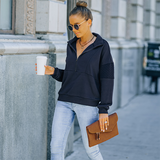 Sweat-shirt à col roulé de couleur unie