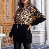 Sweat-shirt à empiècements à imprimé léopard