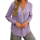 Chemise Décontractée Rayée Á Col En V Et Manches Longues