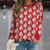 Imprimé de Noël Crewneck Sweat-shirt Polaire à Manches Longues