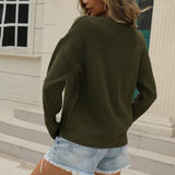 Chandail En Tricot Uni Á Encolure En V Et Á Lacets