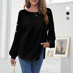 T-shirt ample à boucle de lanterne de loisir à col rond
