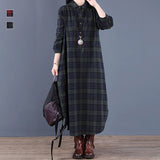 Robe Chemise à Carreaux à Manches Longues