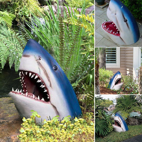 🦈 Décoration de statue d'art de jardin de requin