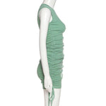 Robe Plissée Mince à Cordon de Serrage