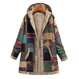 Veste pull à capuche en coton et lin imprimé