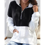 Veste en Peluche Zip Contrastée